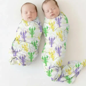 Mardi Gras Crawfish Family Matching Bamboo Swaddle Blanket