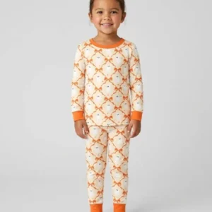 Cute Ghost Boo Coquette Halloween Bamboo Two Piece Long Sleeve Pajama Set