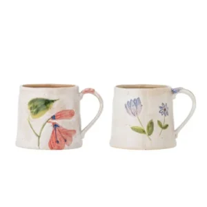 2er Set Becher Luni – gefertigt aus Steingut mit floralen Motiven