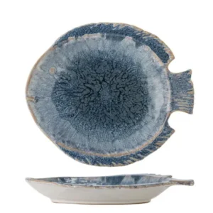 Servierplatte Jule – Fischform aus Steingut mit reaktiver Glasur