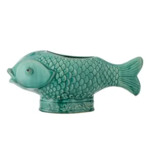 Blumentopf Marino – Steingut mit Fischform in Grün