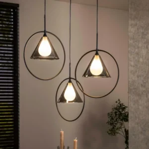 Pendelleuchte „Murielle“ – Gestuft mit 3 Leuchten und Rauchglas im Loop-Design