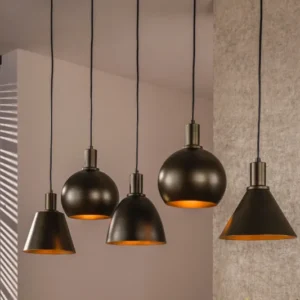 Pendelleuchte Bravino – Fünf Metallschirme in Braun oder Beige (5-flammig)