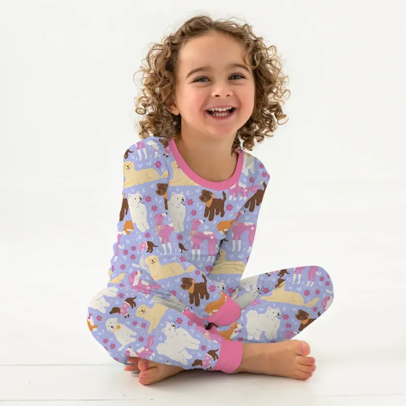 Floral Pawty Bamboo Two Piece Long Sleeve Pajama Set