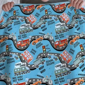 Zoom Zoom Beep Beep Bamboo Blanket