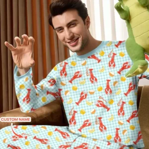 Custom Name Preppy Crawfish Season Bamboo Men's Pajama Set