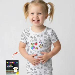All Colorable Alphabet Bamboo Two Piece Short Sleeve Pajama Set