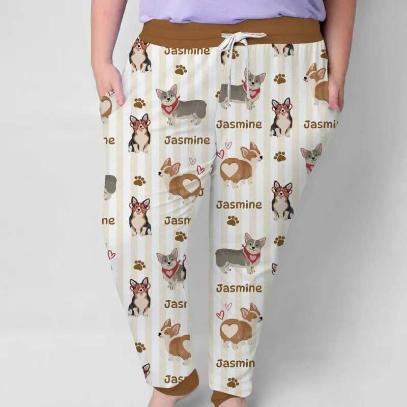 Custom Name Playful Corgis Family Matching Bamboo Women Pajama Set