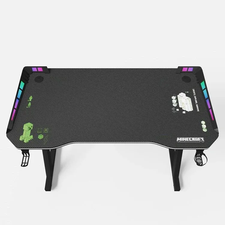 Minecraft Gaming Tisch „EnderCraft“ – mit LED, Flaschen- & Headsethalter