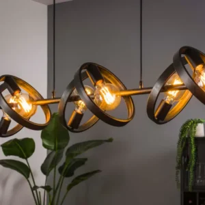 Pendelleuchte Arkon – Metallrahmen in Charcoal mit industrieller Ausstrahlung (6-flammig)