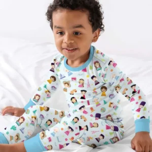 Tiny Friends Around the World Bamboo Two Piece Long Sleeve Pajama Set