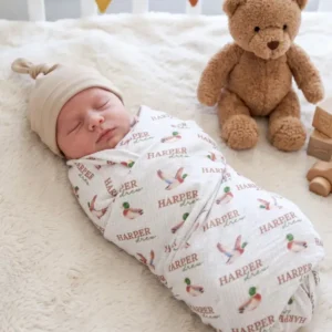 Classic Mallard & Gingham Bamboo Swaddle Blanket