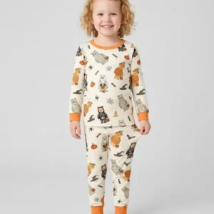 Retro Trick Or Treat Bamboo Two Piece Long Sleeve Pajama Set