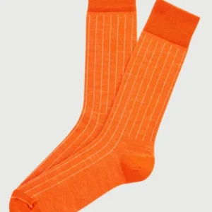 Chaussettes laine et coton orange homme 1