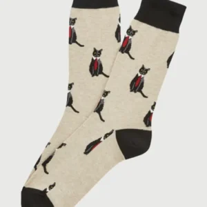 Chaussettes en coton cat sup beige homme 1