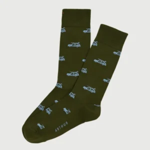 Chaussettes Homme Surf Kaki Imprimé voitures planches de surf bleues ciel 1