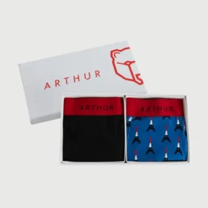 Lot de boxers unis noir et bleu Paris homme 1
