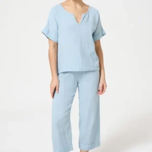 Pyjama Femme Brume d'été Manches courtes Couleur CIEL 1