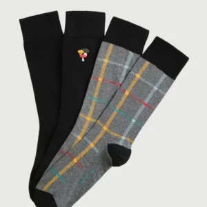 Lot de chaussettes Homme champignons gris 1