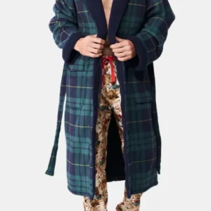 Robe de chambre Homme polaire Ecossais Vert 1