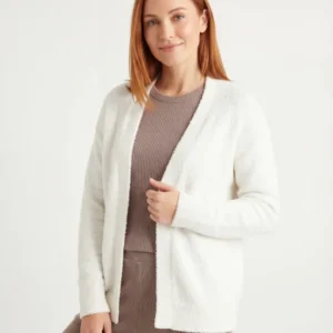 Soft White Bamboo Women Lounge Cardigan