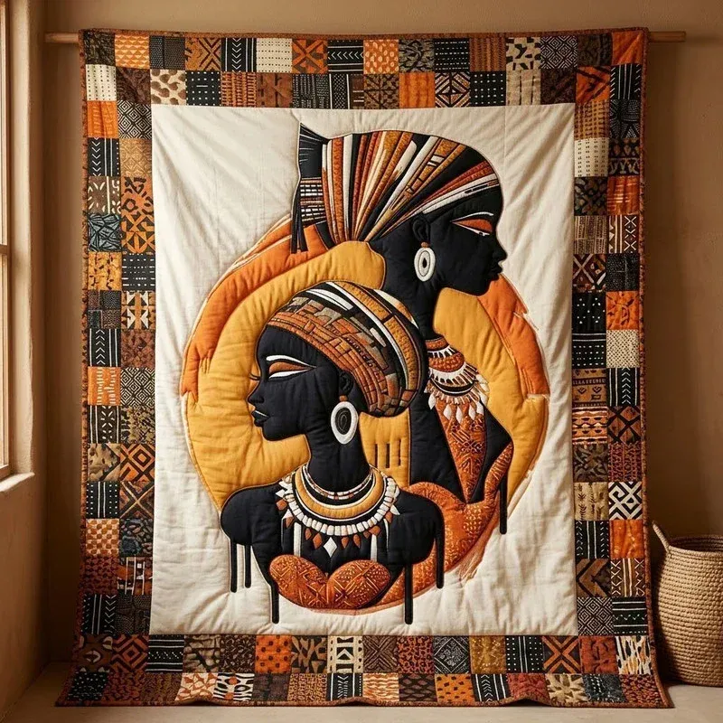 African Woman Bamboo Quilt Blanket