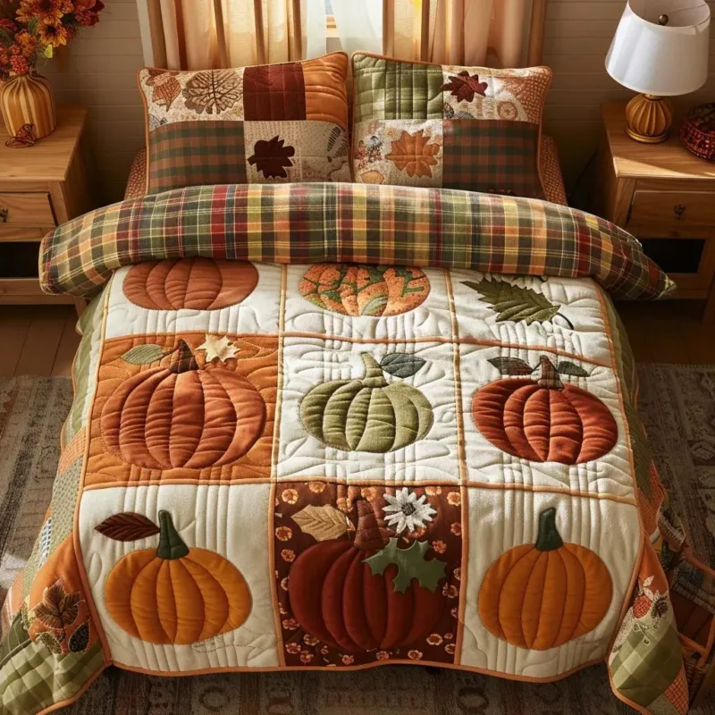 Amber Leaves Bamboo Quilt Bedding Set