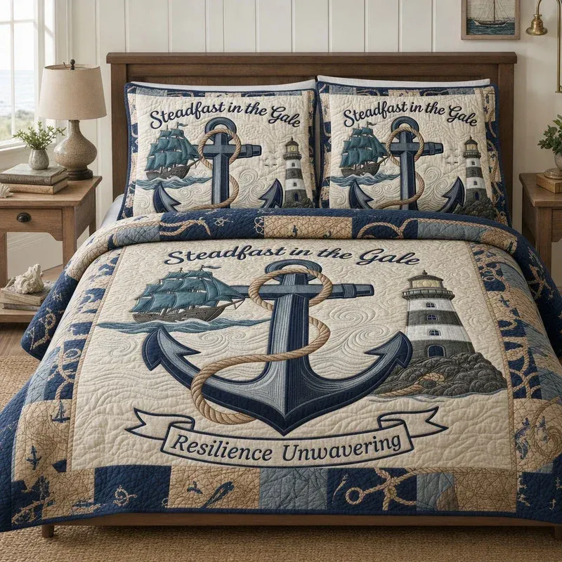 Anchored In Belief Bamboo Quilt Bedding Set