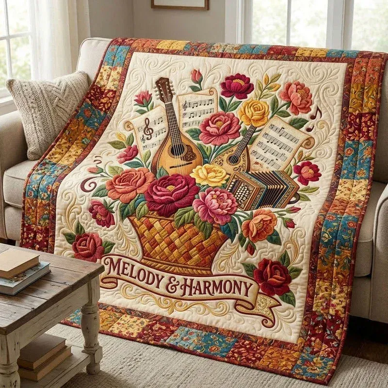 Antique Floral Harmony Bamboo Quilt Blanket