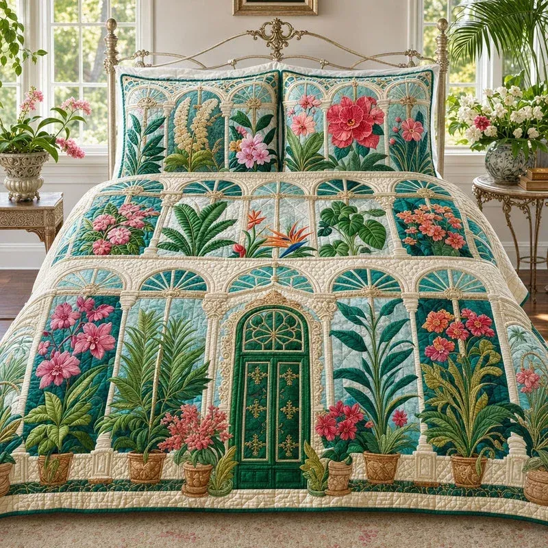 Arch Greenhouse Bamboo Quilt Bedding Set
