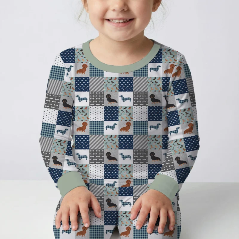 Playful Dachshund Delight Bamboo Two Piece Long Sleeve Pajama Set