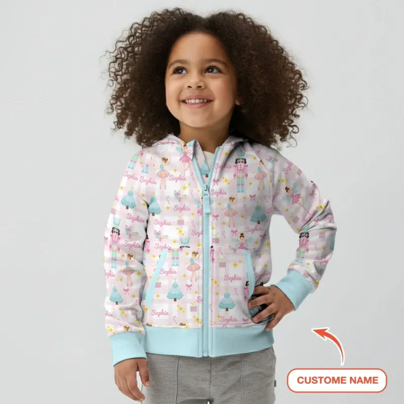 Nutcracker And Ballerinas Custom Name Bamboo Zip Hoodie