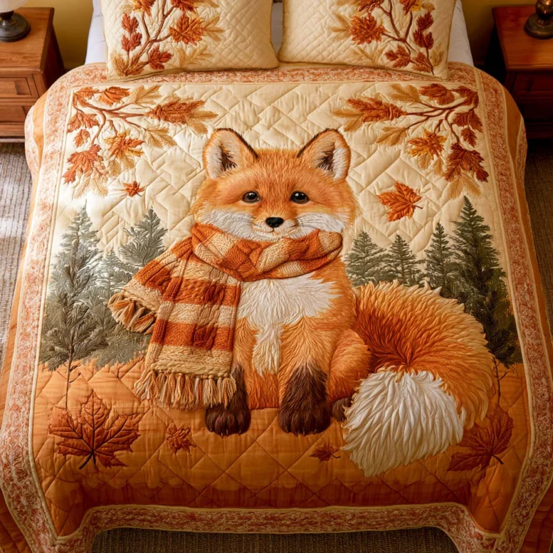 Autumn Woodland Fox Bamboo Quilt Bedding Set