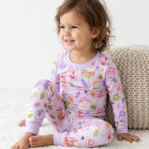 Cozy Ghost Reading Halloween Bamboo Two Piece Long Sleeve Pajama Set