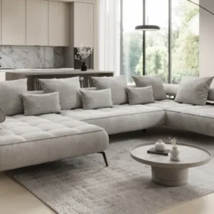 Designer U Sofa Sydney Samt mit elektrischer Schlaffunktion