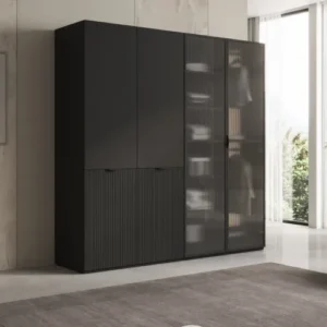 Moduro Ravo – Modularer Kleiderschrank mit geriffelter Glasfront und Strukturpaneel