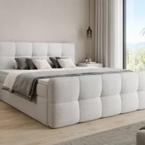 Boxspringbett Cozy in Teddy Bouclé mit Stauraum