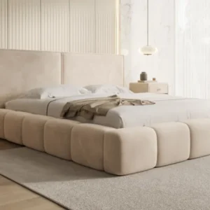 Designer Polsterbett Elise in Samt mit Stauraum
