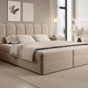 Boxspringbett Bologna in Strukturstoff mit Stauraum