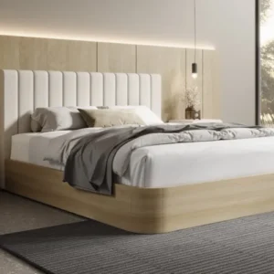 Designer Polsterbett Fiore Linea in Stoff mit Stauraum