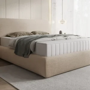 Designer Polsterbett Nella in Teddy Bouclé mit Stauraum