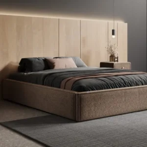 Designer Polsterbett Base mit Stauraum ohne Headboard in Strukturstoff
