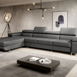 Designer Ecksofa Calvera Maxi mit Schlaf- und Klappfunktion in Kunstleder