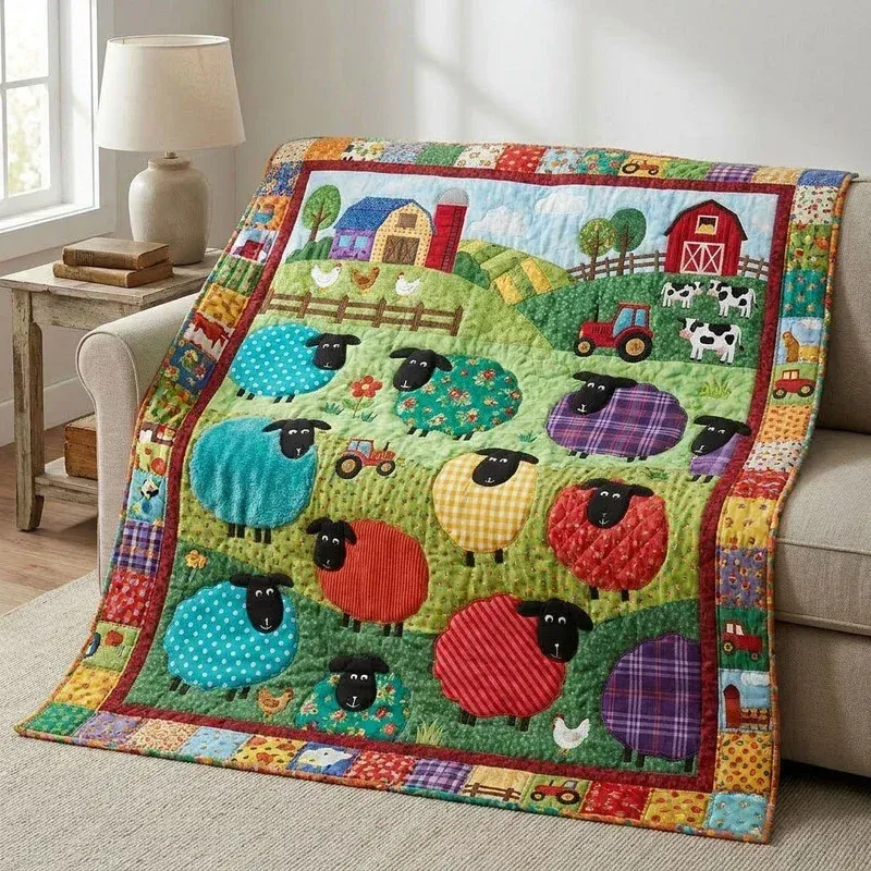 Barnyard Valley Sheep Bamboo Quilt Blanket