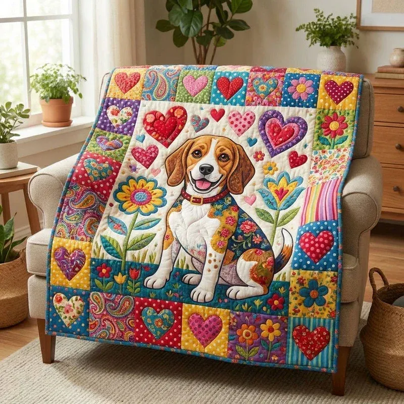 Beagle Heart Garden Bamboo Quilt Blanket