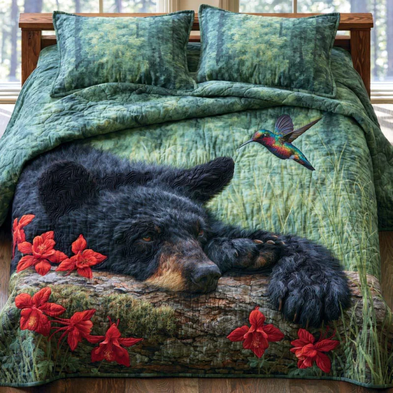 Bear Peaceful Wilderness Bamboo Quilt Bedding Set