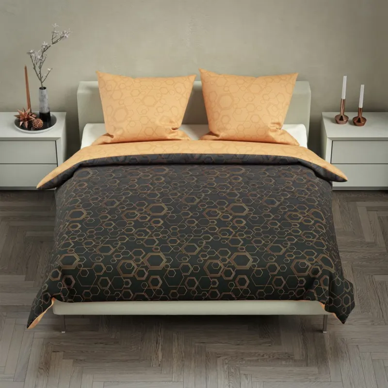 One Home Bettwäsche Set Geometrisch Grafisch modern dunkel braun Wende Baumwolle Renforce