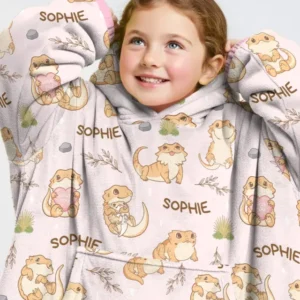Custom Name Clueless Beardie Wearable Bamboo Blanket Hoodie