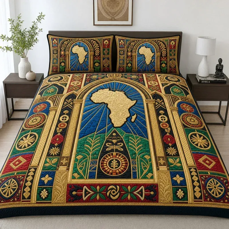Blue Arch Africa Bamboo Quilt Bedding Set