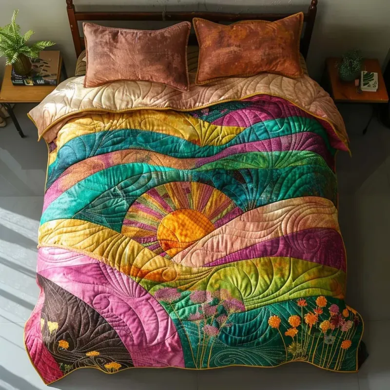 Bright Country Roads Bamboo Quilt Bedding Set